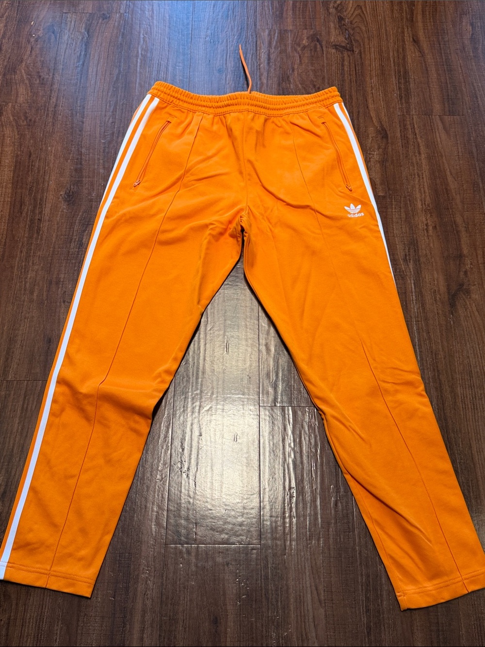 Adidas Men size Large - Orange Joggers with White Side Stripes